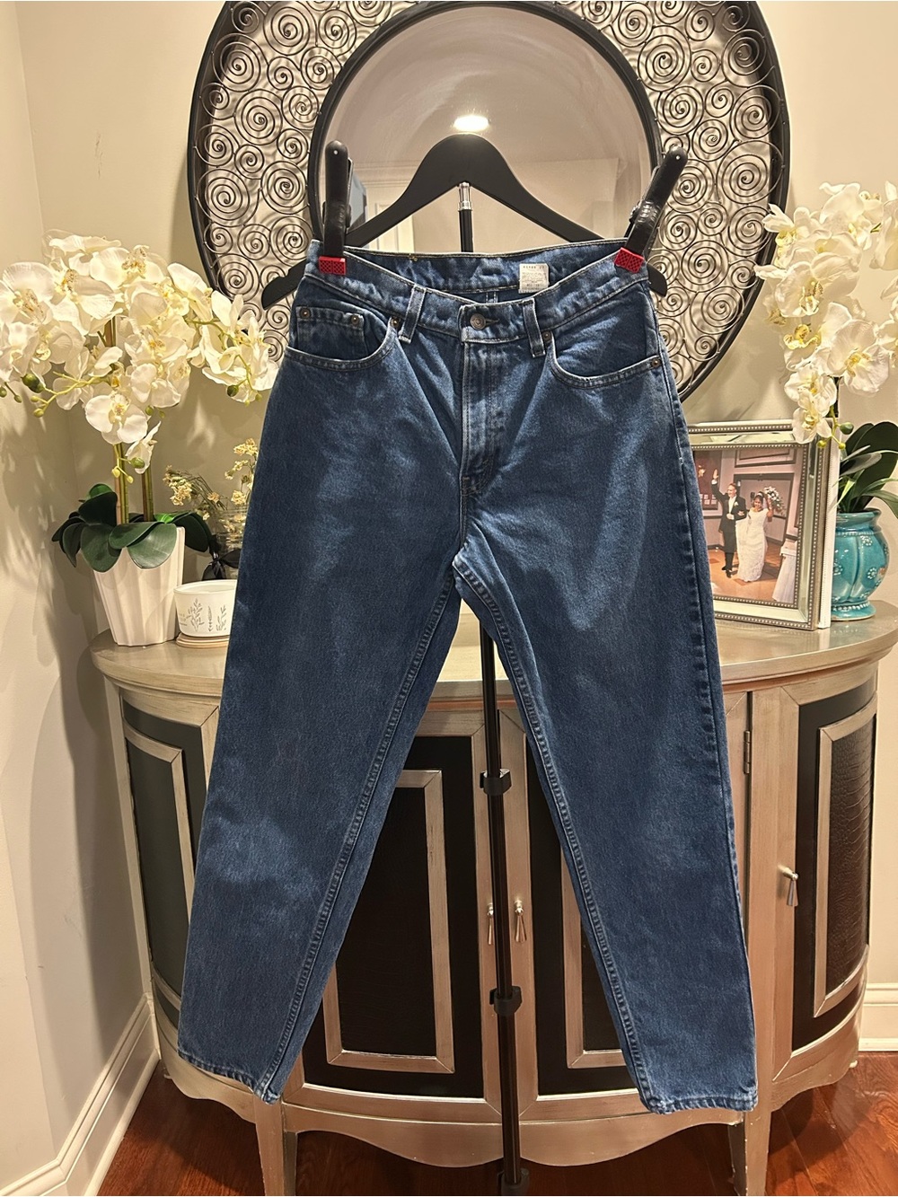VINTAGE Levi's 550 orange tab made in USA relaxed jeans 7M 27X30